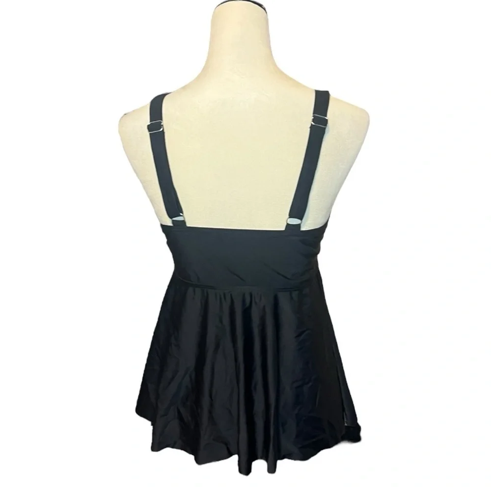 Bloomchic black flowy swim suit tank NWT size 12